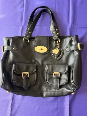 Mulberry for Target Large Black Faux Shoulder Bag with Heart Charm